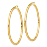 14K 3x60mm Polished Lightweight Tube Hoop Earrings